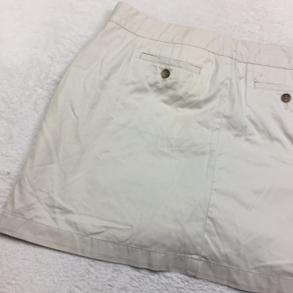 Land's End Chino Skort Skirt Size 14P Womans Petite Beige KHAKI Buttons Pockets - Picture 14 of 14